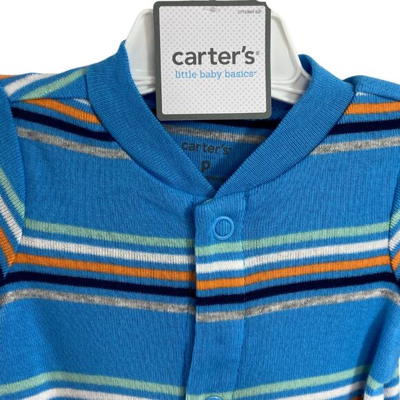 Carter's Bear Footed Sleeper Orange Grey Stripe PR - Picture 5 of 8